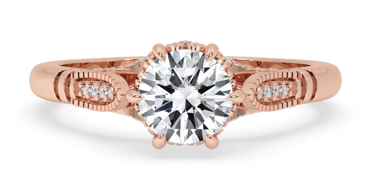 Vintage Rose Gold Milgrain Engagement Ring for a Classic Bride